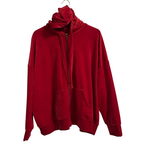 Torrid Red Velour Zip Front Long Sleeve Relaxed Lounge Hoodie Size 2X(c6 - Picture 2 of 9